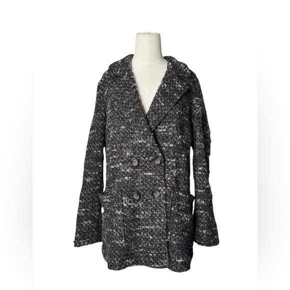 J.Jill Women Wool Alpaca Double Breasted Coat Jacket Gray Lined Button Up - XS - Picture 2 of 7